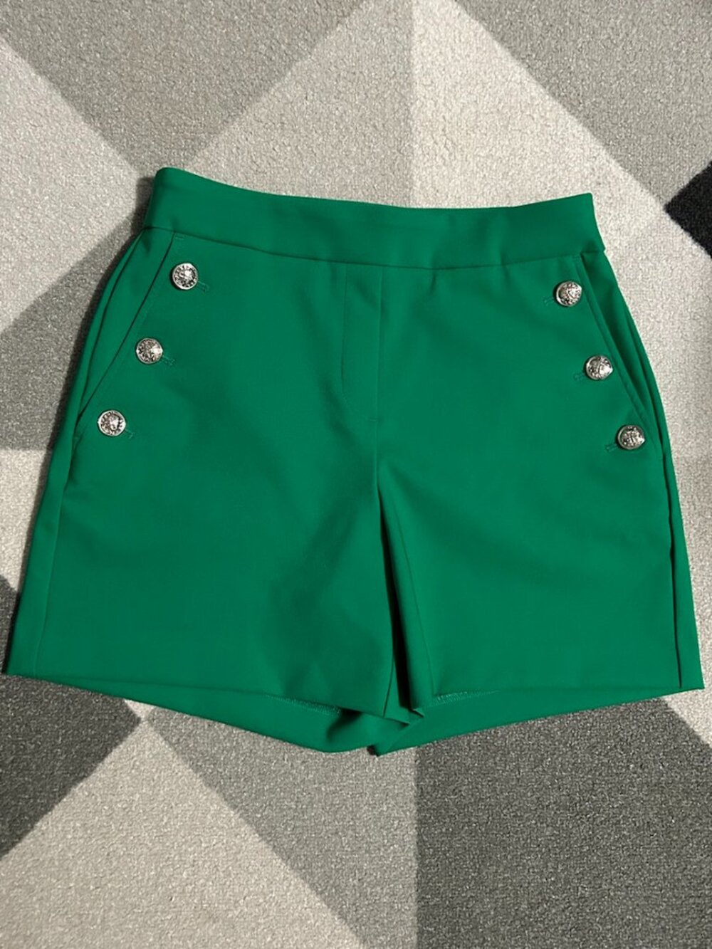 Rachel Zoe Green High-Waist Sailor Pull-on Shorts Coastal/Preppy Women's 2